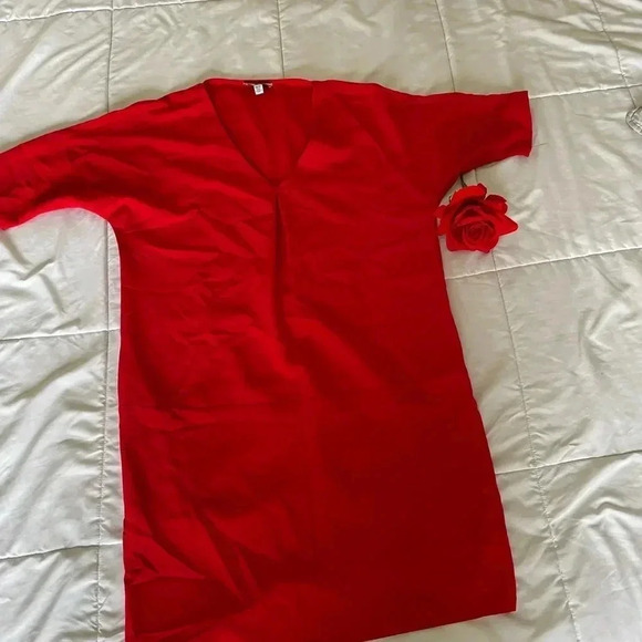 H Halston red side pockets mini dress - Picture 3 of 7